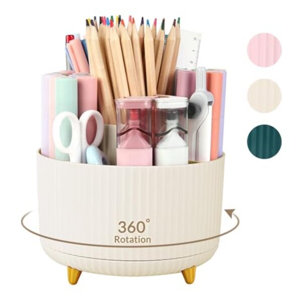 360 Rotating Plastic Desk Pen Organizer with 5 Slots for Office School Home - Picture 2 of 8